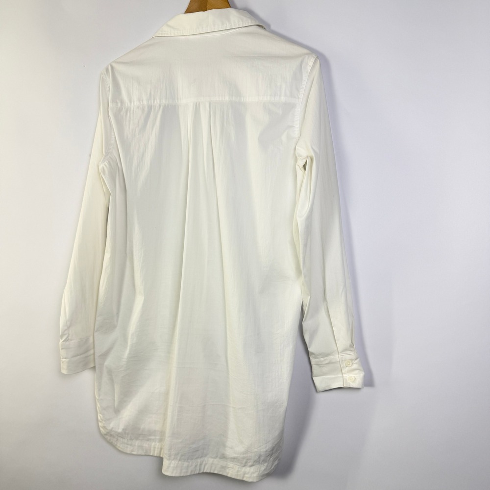 Athleta White Button Down Tunic Shirt Long Sleeve High Low Hem Womens Medium - Picture 4 of 10